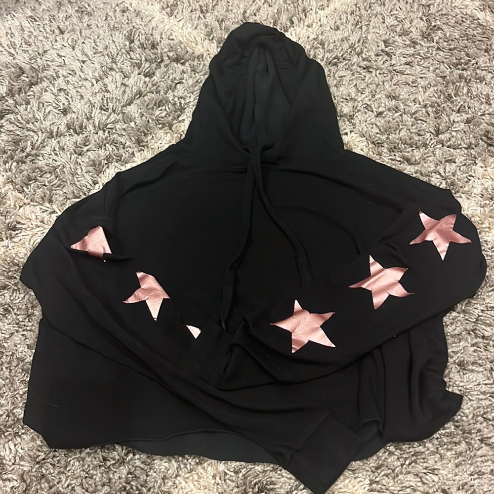 Light weight cropped hoodie rose gold stars on sleeves